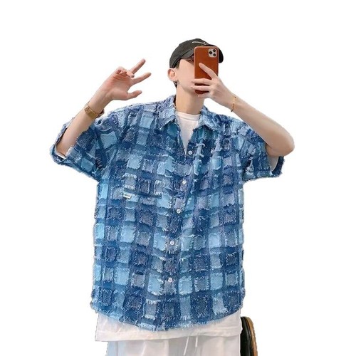 Fashionable Bague Collar Fringe Short Sleeve Shirt for Men and Women, Summer Ins Hong Kong Style Loose Chanel Style Blouse, Five and a Half Sleeve