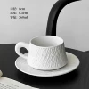 Belted stone pattern ceramic coffee cup and saucer-white