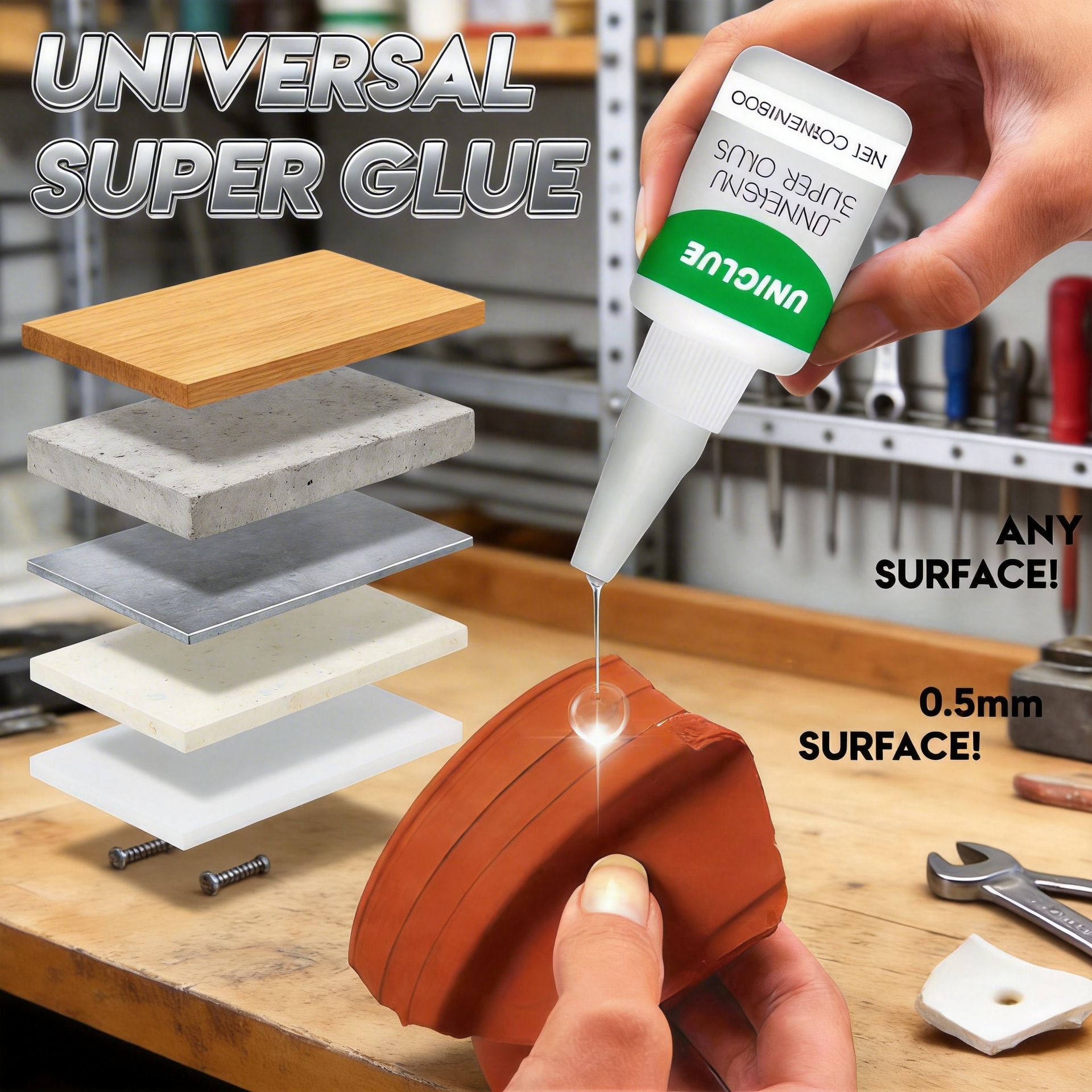 Super Pegamento Universal de Secado Rápido Transparente de Alta Viscosidad para Cerámica