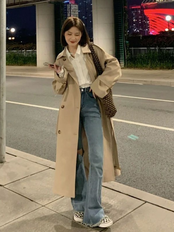 风衣外套女2025秋季新款今年流行卡其色小个子中长款高级感超好看|undefined