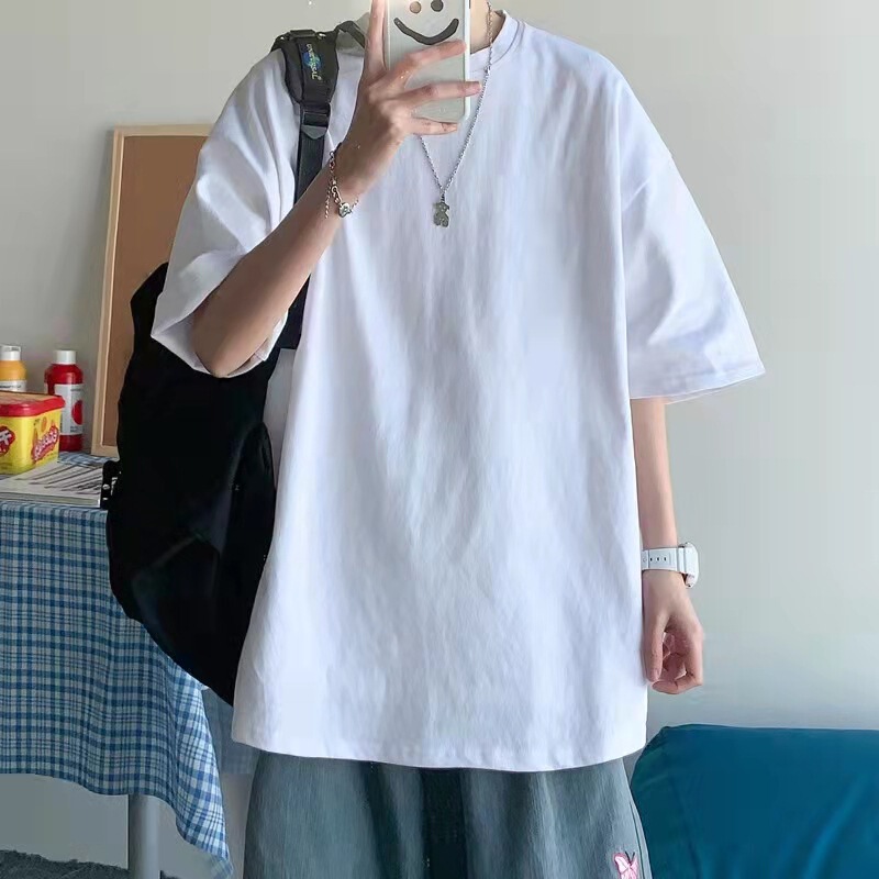 Light Version Pure Color Short-Sleeved T-Shirt Men's Summer Casual Ins Couple Top Trendy Brand Trendy Round Neck Loose Half-Sleeved T-Shirt Light Version Pure Color Short-Sleeved T-Shirt Men's Summer Casual Ins Couple Top Trendy Brand Trendy Round Neck Loose Half-Sleeved T-Shirt