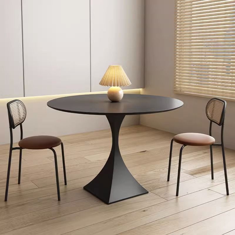 Cream Style Slate Dining Table and Chairs, Simple Small Apartment Household Round Table Restaurant, Modern Leisure Solid Color Internet Celebrity Round Table
