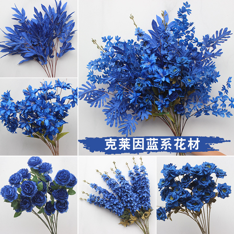 Klein Blue Blue Wedding Simulation Silk Flower Dark Blue Ocean Wind Auditorium Props Road Lead Decoration Fake Flower Material