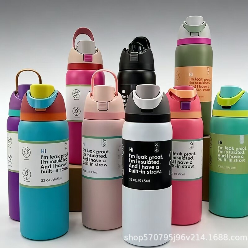 Owala Fashionable Dual-Use Sports Water Bottle in Stock, 304 Stainless Steel Vacuum Insulated Cup, Portable Large-Capacity Fruit Cup