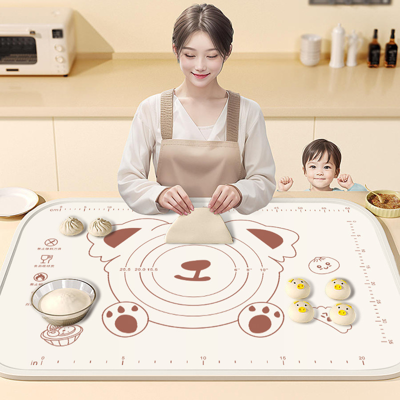 Antibacterial silicone mat, thick kneading mat, food-grade rolling pin mat, home use cutting board, large kitchen baking mat