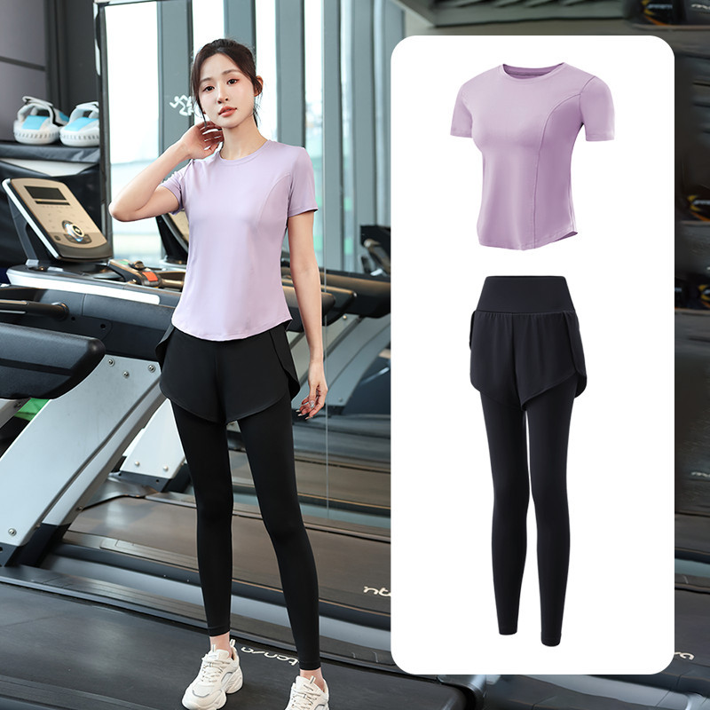 보라색[반팔]투피스세트(검은바지)