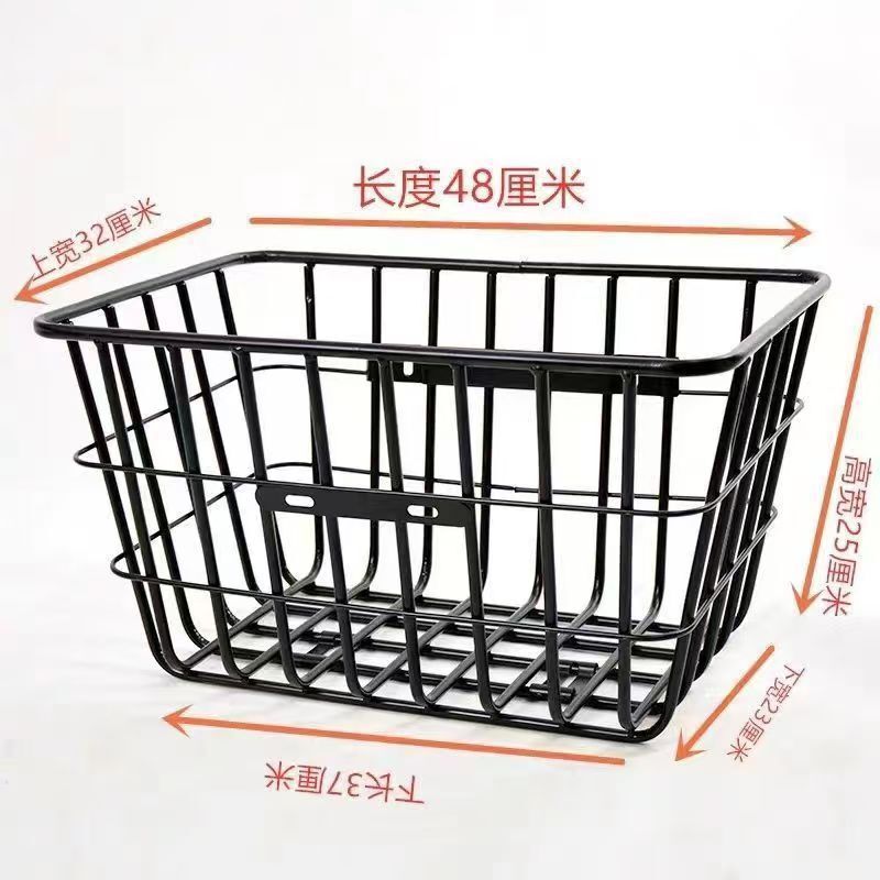 电动踏板车车筐电动车车篮防水自行车电瓶车加大后置篓子加粗带盖|undefined