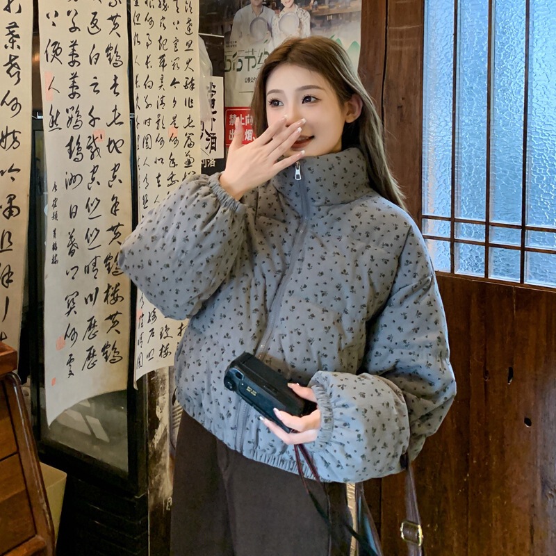 2025年新款碎花棉服外套女冬季学生短款小个子加厚宽松棉衣棉袄|undefined