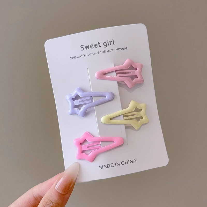 Niñas color caramelo estrellas pinzas de cabello tocado niñas lindas pinzas de cabello frangeo pinzas de cabello niños al por mayor