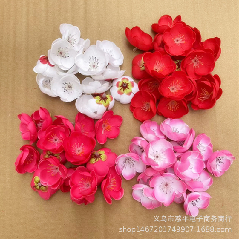 Simulación flor de ciruela pétalos árbol falso material decorativo flor de seda flor de ciruela