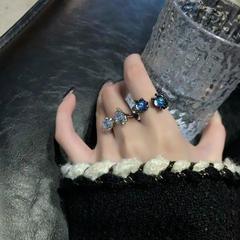 Moonlight Silver Gun, Black Metal Moonstone Couple's Ring, Niche Couple's Ring, Instagram Trendy, Light Luxury Style, Decorative Ring for Index Finger