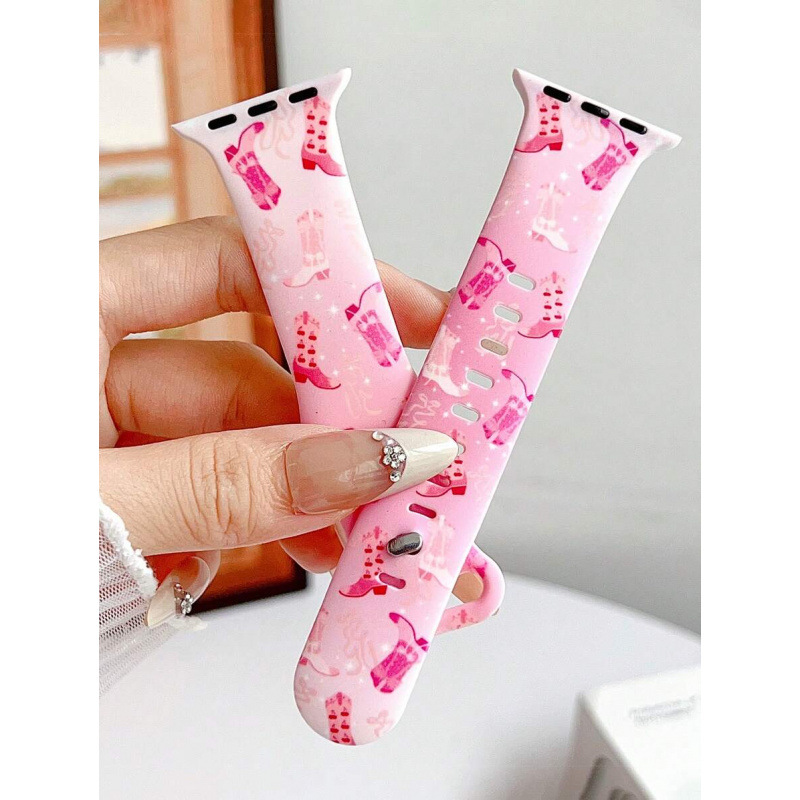 外贸Style Pink Boots With Printed Silicone Strap Compatible|ru