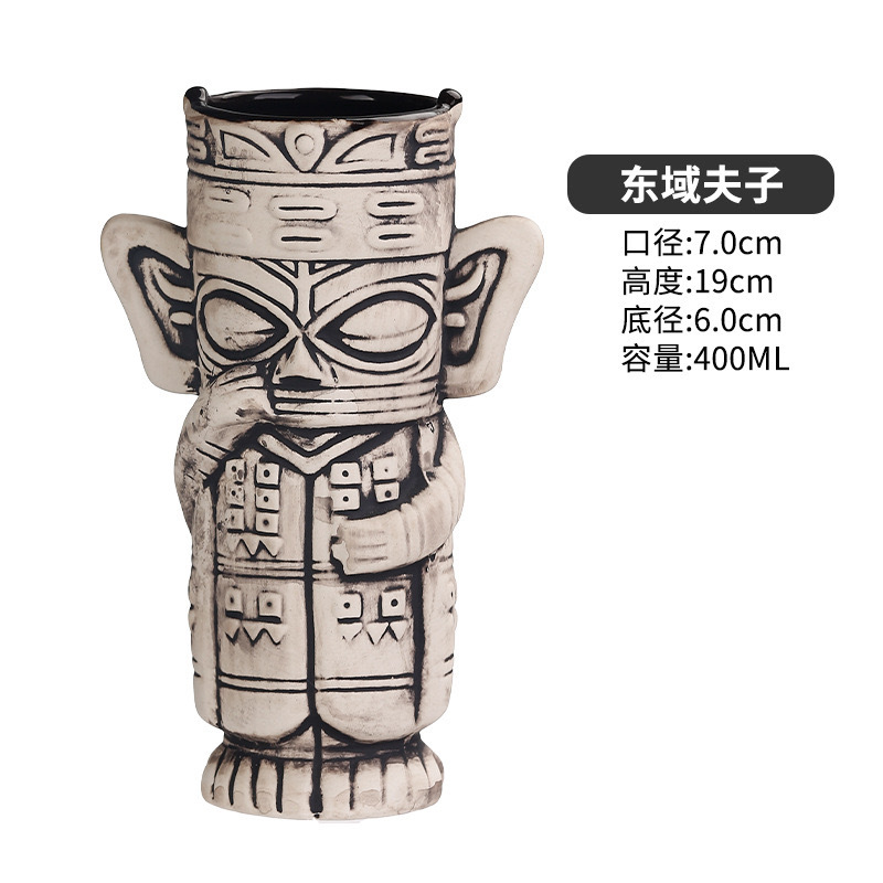 Taza de cóctel hawaiana taza de cerámica creativa taza de tic-tac - toe taza de cara de totem taza de macaco taza zombie taza de papagaio taza