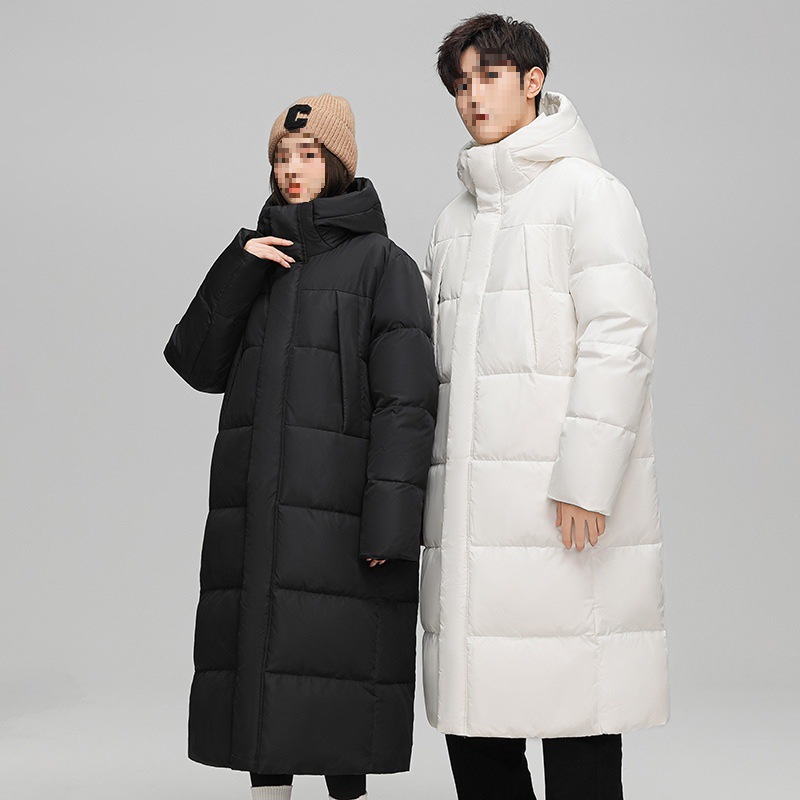 Nouvelle doudoune longue montante pour homme, collection hiver 2025, coupe-vent, épaisse, décontractée, ample, à capuche, chaude et confortable._voghion.com
