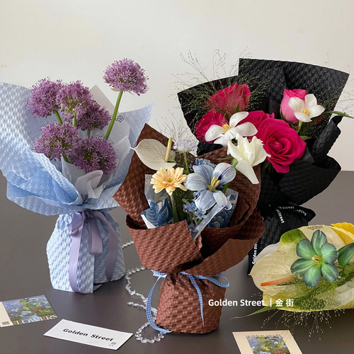 New high-grade waterproof puff three-dimensional embossed paper Fenghua art paper flower bouquet wrapping paper kapok paper floral art