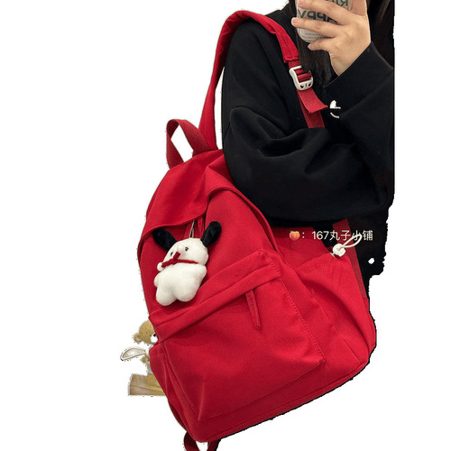 Women's School Shoulder Bag, Campus Ancient Style Canvas School Bag for Middle and High School Students, Simple and Pure Color Large Capacity Backpack, Fashion and New