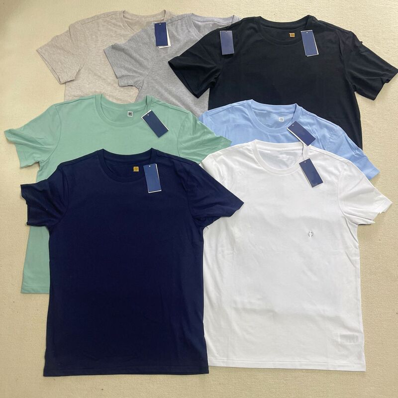 Pl Little Horse Embroidery High-Quality Classic Pure Cotton Round Neck T-Shirt with Qr Code, Versatile and Comfortable Men's Summer T-Shirt Top