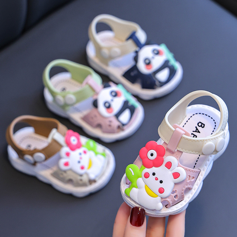Children's Sandals Cartoon Toddler Toe Hole Shoes Boys' Baby Indoor Non-Slip Soft Bottom Girls' Beach Shoes Summer 