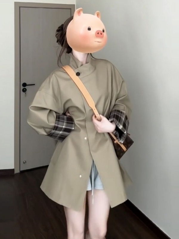 卡其色风衣外套女小个子2025新款初秋设计感超好看英伦风短款大衣|undefined