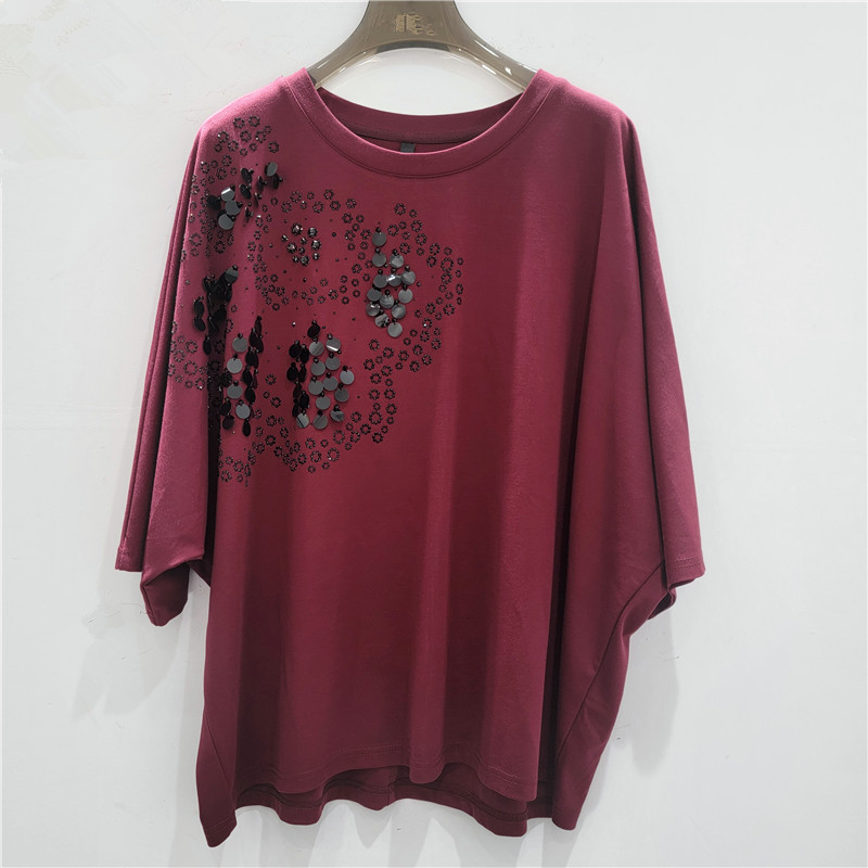 Sequinilla bordada camiseta de cuello redondo de mangas cortas para mujeres 2026 nuevo estilo extranjero envejecimiento suelto cubrir el estómago blusa versátil image 2