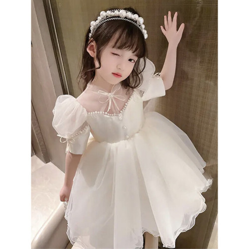 Princess Dress for Girls, Summer Puffy Skirt, Birthday Gown, High-End Kids' Summer Wear, Elegant Performance Outfit