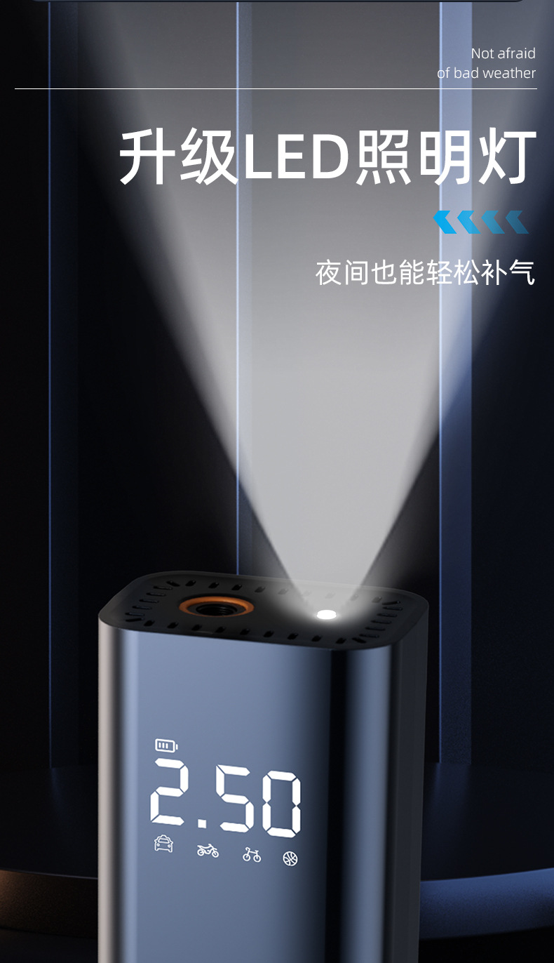 Cross-Border Supply of Wireless Lithium Battery Air Pumps, Portable Digital Display Pressure Measurement Fast Charging Air Pump, Dual-Use for Car and Electric Devices, Wholesale in Stock
