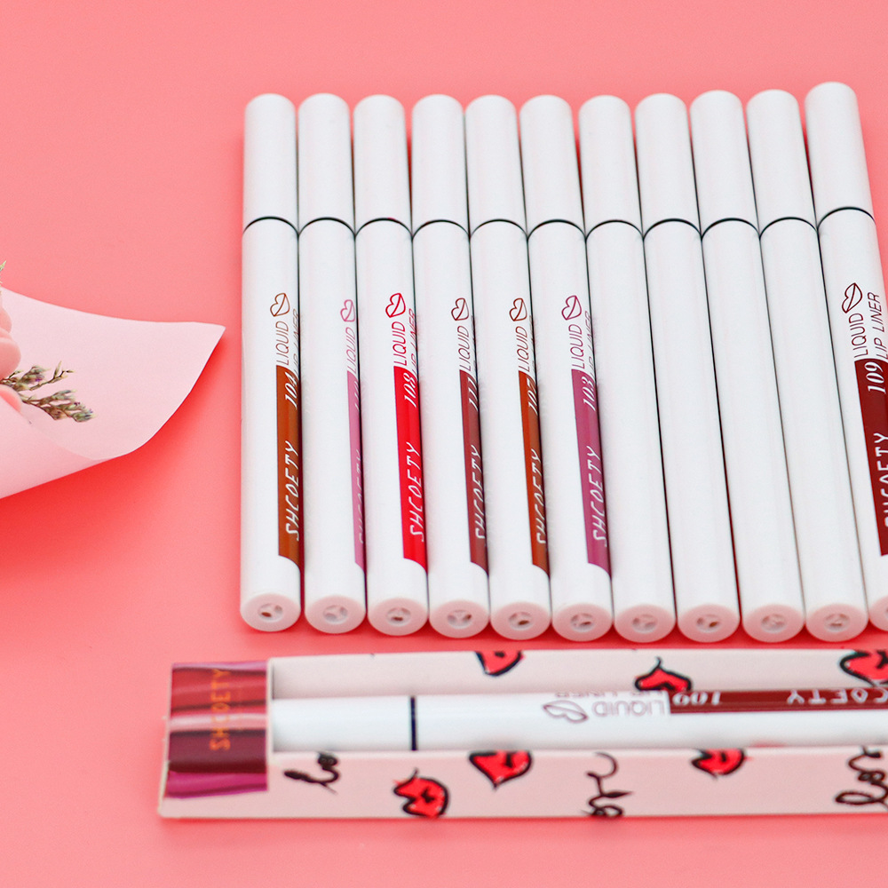 SHCOETY Cross-border matte Liquid Lip liner Pen, matte lip gloss, waterproof nude lip gloss, long-lasting color lipstick pen undefined