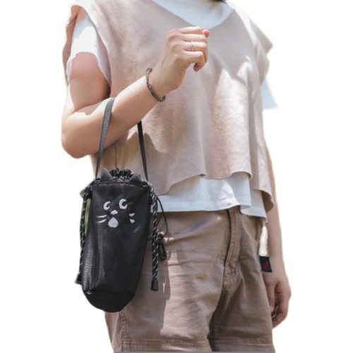 Surprised Cat Cute One-shoulder Cross-Body Water Bottle Cover Drink Milk Tea Portable Anti-scalding Cup Cover Cup Protective Cover Cute