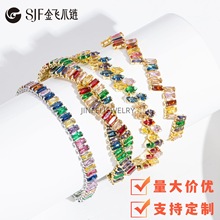 欧美跨境高级感马眼超闪满钻手链女婚礼季轻奢风几何手链手饰品女