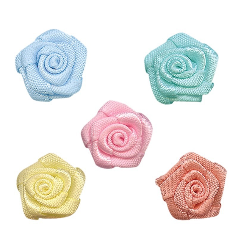 Yao Ming cinta tocado Decoración Ropa Rosa pequeña flor hecha a mano DIY de tres puntos de cinco ángulos cinta de poliéster Rosa pequeña flor