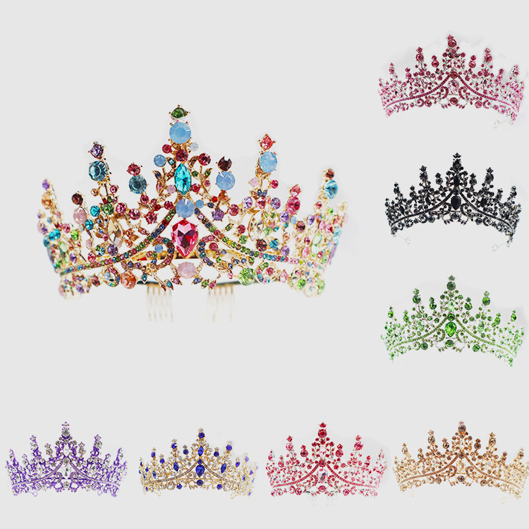 Coronas populares europeas y americanas, corona de princesa, corona de boda con diamantes de imitación, corona de cristal para novia, diadema para el cabello.