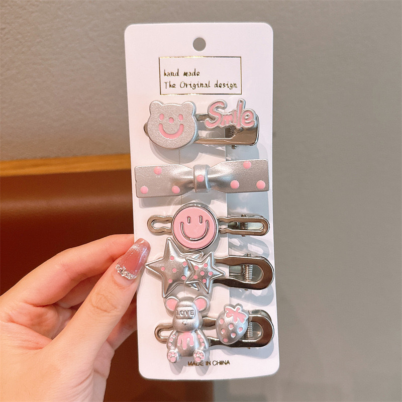 2024 nueva tarjeta de cabello dopamina clip de cabello para niños adorable punto de onda frente clip de cabello pequeño clip de borde de frangeo