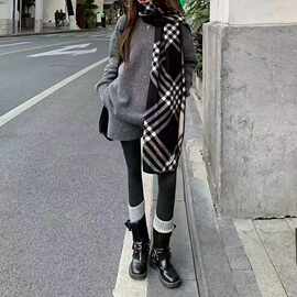 慵懒风灰色毛衣套装秋冬氛围感软糯套头圆领针织短裤裤套装两件套
