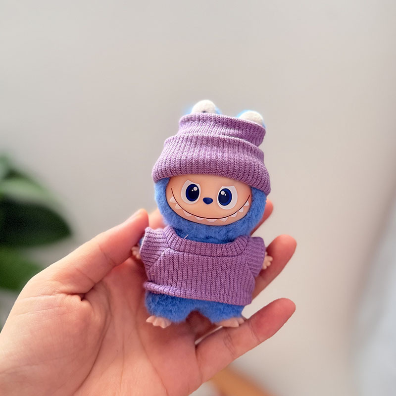 LABUBU4.0心底密码搪胶毛绒挂件小鼻噶公仔衣服白色弹力衫套装|undefined