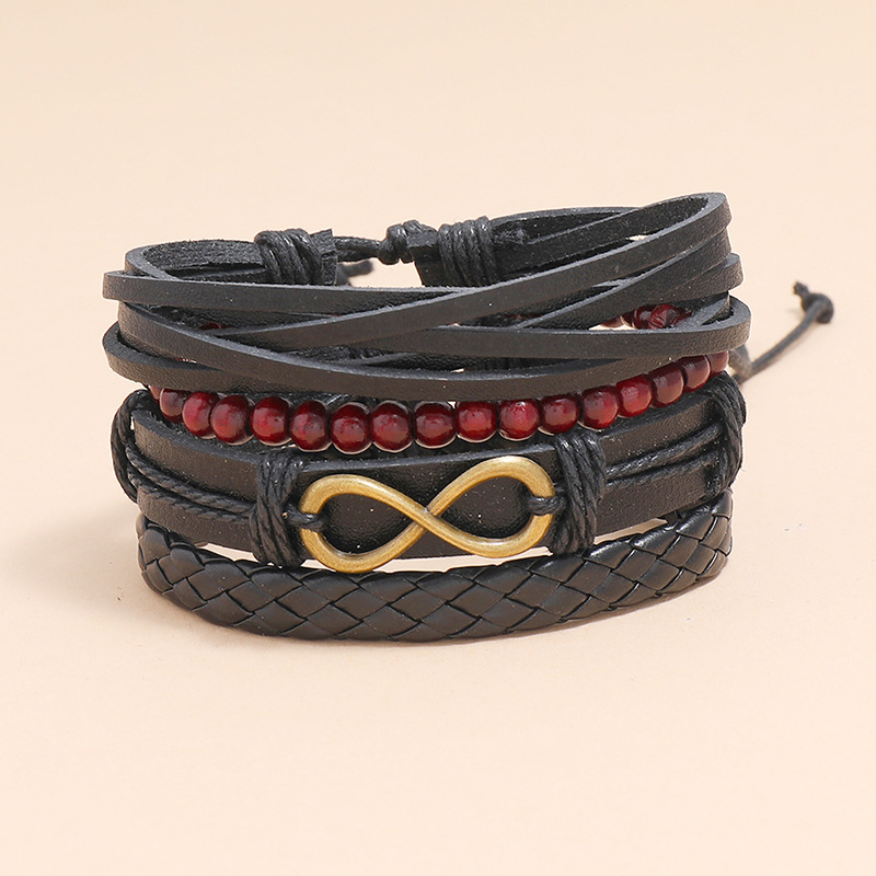 retro woven leather bracelet set