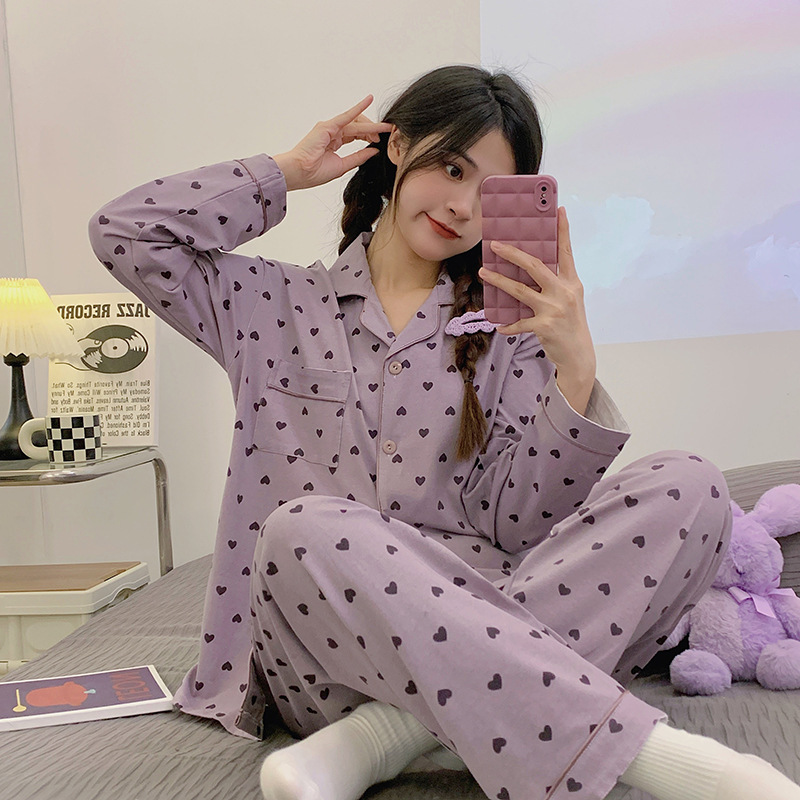 女性用パジャマ、秋の長袖セット、新しいお祝い干支年、かわいい漫画、甘いホームウェア、実物写真、卸売|undefined