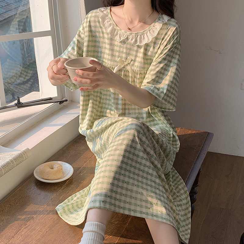 대외 무역 국경 인터넷 연예인 라이브 한국 스타일 인스타그램 스타일 반팔 잠옷 여성 여름 꽃 무늬 느슨한 잠옷 홈 옷