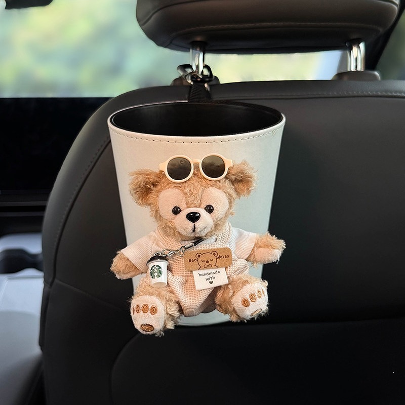 Shirley Duffy Car Trash Can and Tissue Box 2-in-1 Hanging In-Car Storage with a High-End Feel for Women