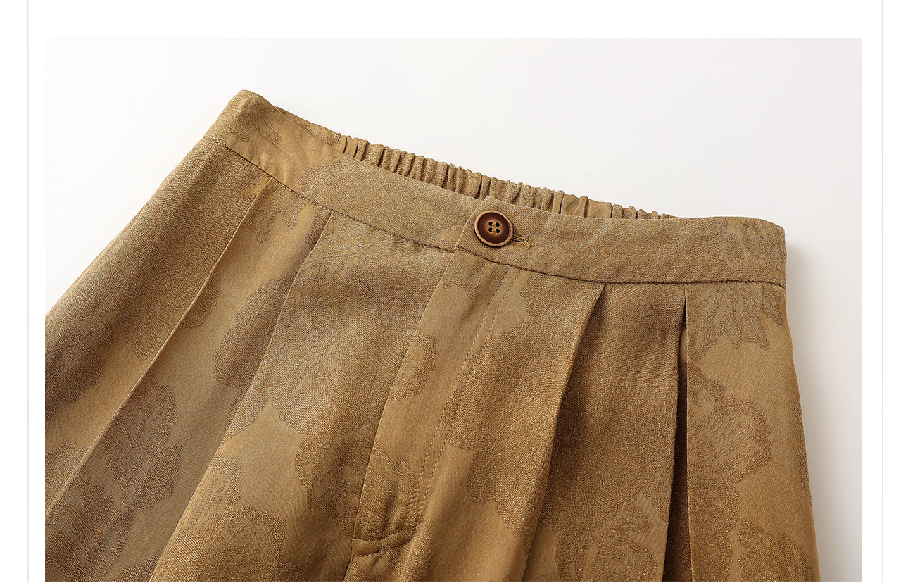 Quần ống rộng nữ phong cách Trung Hoa mới, chất rayon dệt vàng satin rủ — đen, Màu trắng nhạt, màu vàng chi tiết 33