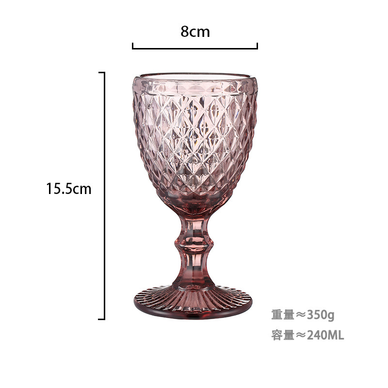 Gran por mayor transfronterizo vasos de vino en relieve europeos tazas de vidrio de colores tazas de bebida de jugo de frutas espesadas tazas de leche de boda tazas de pies altos