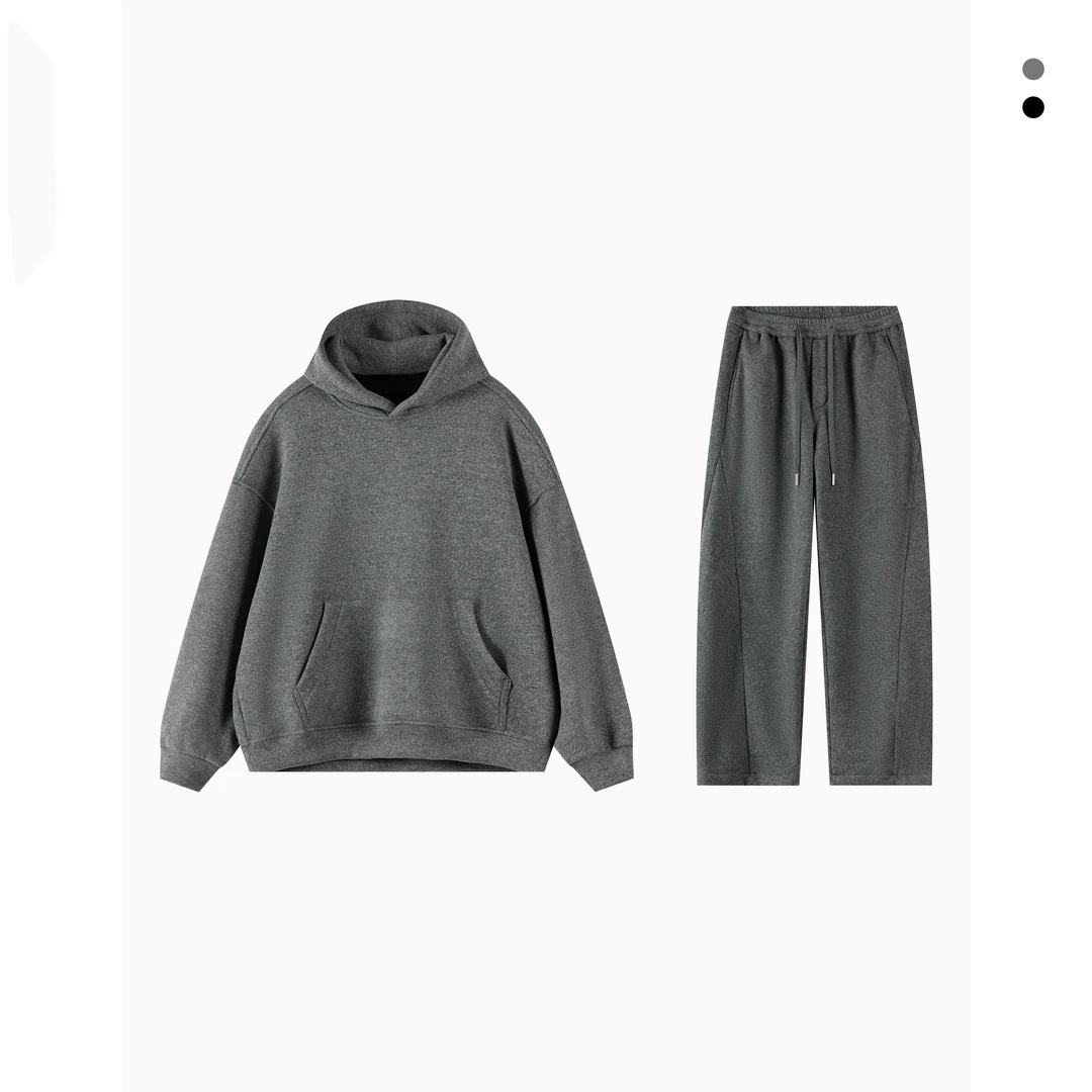 Men's Kangaroo Hooded Sweatshirt Solid Colour Fleece Hoodie_voghion.com