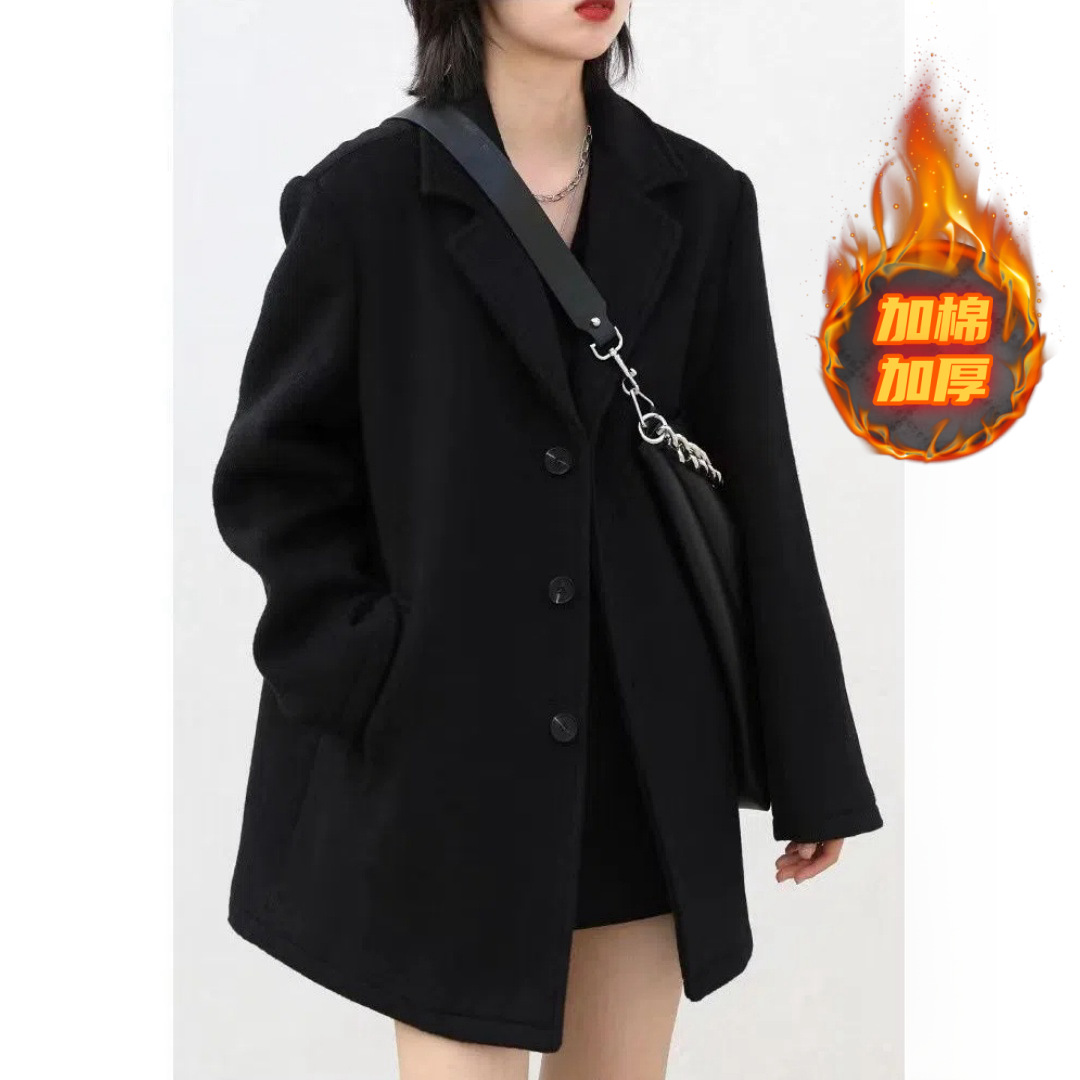 Women's Woolen Suit Coat 2026 Autumn and Winter New Style Thickened Woolen Jacket for Petite Figures with a High-End Feel