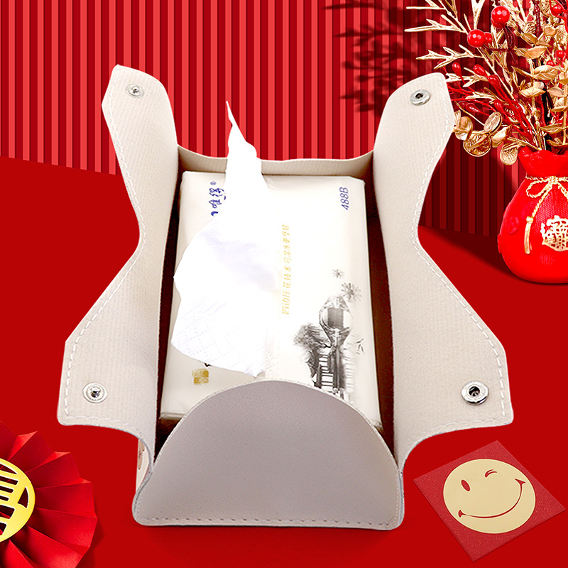 Nueva caja de dibujo de papel de viento de marea nacional, sala de estar para el hogar, almacenamiento de escritorio, caja de dibujo de cuero para automóvil, caja de pañuelos de cuero al por mayor