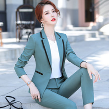 绿色西装女套装春秋韩版时尚职业装气质女神范上班正装西服工作服