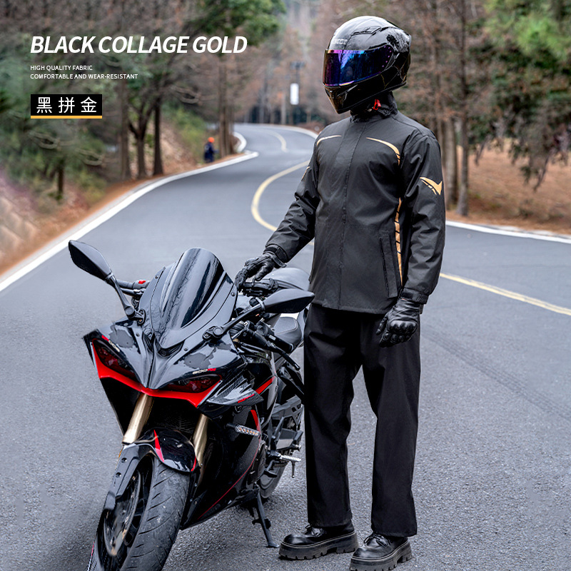 Locomotora chaqueta de lluvia tipo split conjunto a prueba de tormentas motocicleta gruesa alargada locomotora traje de viaje al por mayor tira reflectante
