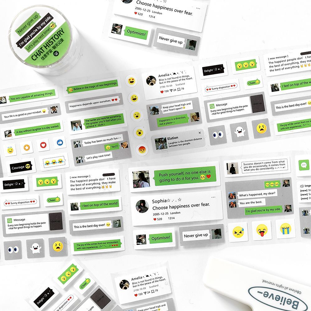 Infeel.Me Cinta de troquelado de marco de chat creativo Información Cosmos Serie Mano de cuentas Teléfono móvil Cinta de collage de bricolaje