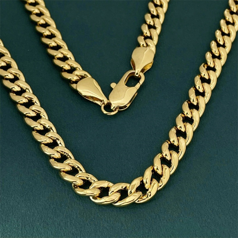 Collana cubana uomo 10mm catena in rame placcato oro gioielli_voghion.com