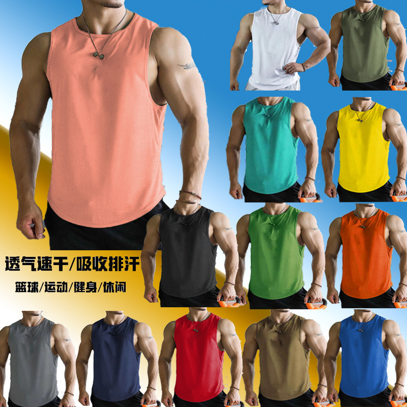 Fitness Sports Casual Quick-Drying Vest Men's Sleeveless Vest Sports Running Loose Large Size T-Shirt Source Factory