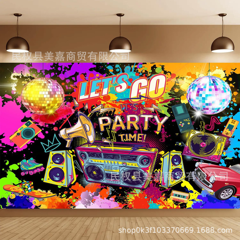 Cross-border 80 s 90 s hip-hop rock graffiti music disco neon layout scene photo banner