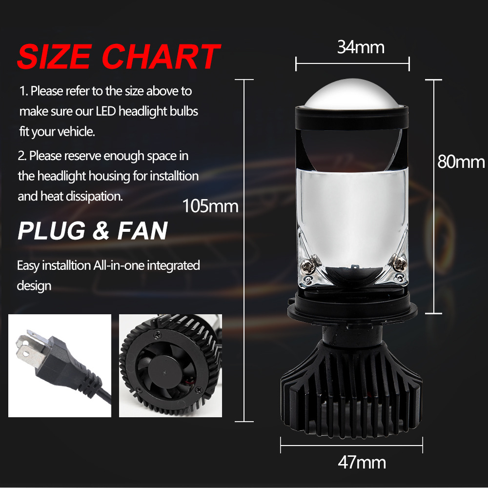 Factory hot sale T9 LED car headlight H4 mini far and near integrated projection lens light 9003 bulb